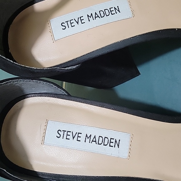 Steven Madden Dillion Black Strap Block Heel Nubuck Leather 10 Classic Cocktail - Picture 15 of 16